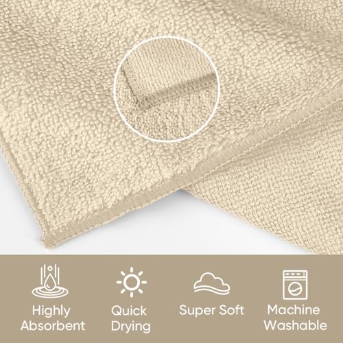 HOMEXCEL Washcloths 12PK, Ultra Soft&Highly Absorbent Face Towels, 12X12 in | Multi-Purpose Towels, Microfiber Wash Cloths for Bathroom, Hotel, Spa, Gym, and Kitchen, Machine Washable, Brown - color: Brown
