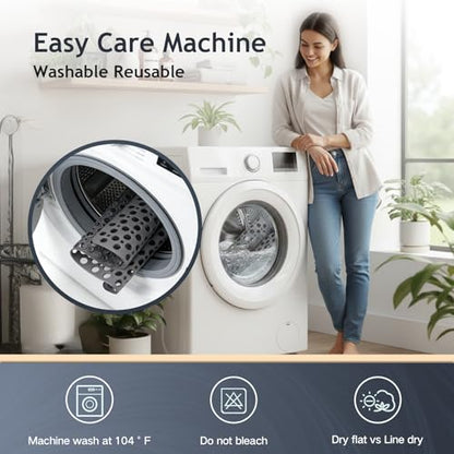 Non Slip Bath Mat for Shower & Bathtub - 30x17 Inch with Strong Suction Cups and Drain Holes, Quick-Dry, Machine Washable Floor Mat for Elderly, Kids & Pets