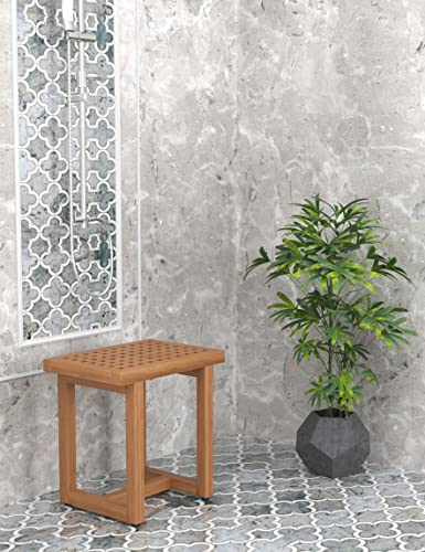 AquaTeak The Original 18" Grate Teak Shower Bench | Durable, Water-Resistant Teak, Shower Chair & Shaving Foot Rest, Indoor/Outdoor Use - size: A. Bench