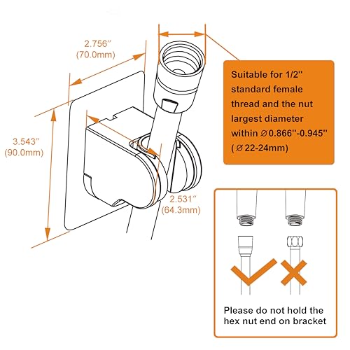HO2ME Wall Mount Shower Bracket, No Drilling, 2-Pack, Brushed Nickel | Self-Adhesive, Wide-Angle Swivel, Fits Any Shower Space, for Handheld Shower Head, Waterproof, Just Peel-and-Stick