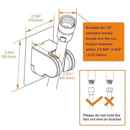 HO2ME Wall Mount Shower Bracket, No Drilling, 2-Pack, Brushed Nickel | Self-Adhesive, Wide-Angle Swivel, Fits Any Shower Space, for Handheld Shower Head, Waterproof, Just Peel-and-Stick