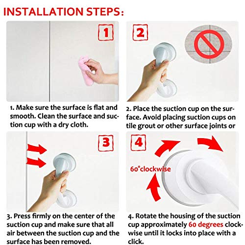 Suction Grab Bar, Portable Suction Handle Bar Suction Grip Bar for Window Door Drawer Cabinet Mini Fridge Grab Puller (White) - color: White