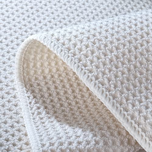POLYTE 340 GSM Microfiber Waffle Kitchen Dish Tea Towel, 16x28 in, 12 Pack | Lint Free, Quick Dry - color: Dark Blue, Gray, Off White, size: 16x28 in