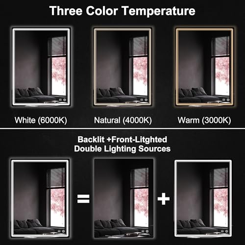 LED Bathroom Mirror with Lights, Anti-Fog, Dimmable, Lighted Bathroom Vanity Mirror for Wall, UL-Certified (48 x 36) - size: 48"L x 36"W