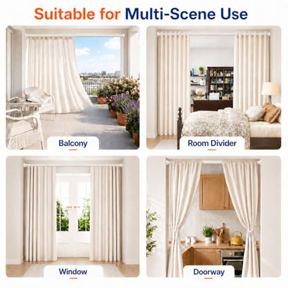 ALLZONE Tension Curtain Rod for Window, 83-123 Inches, Heavy Duty Curtain Rods No Drilling, Non-Slip Bathroom Shower Tension Rod, Renter Friendly, Adjustable, Spring Loaded, Extra Long, White - color: White, size: 83-123 Inches