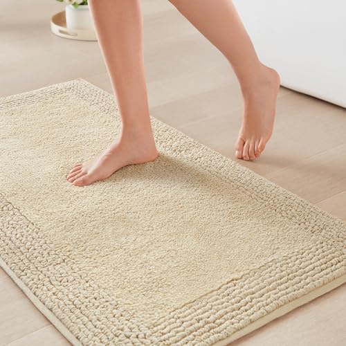 Madison Park Splendor Reversible 100% Cotton Bath Rug, 17 x 24, Natural | Tufted Bathroom Mat, 3000 GSM, Hotel Quality, Luxurious Plush, Medium Pile, Absorbent, Quick Dry, OEKO-TEX, Shower Room Décor - color: Natural, size: 1'5" x 2' (Rectangular)