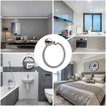 2 Pack Towel Ring, Hand Towel Holder No Drilling Heavy Duty Simple Round Towel Holder Wall Mount Towel Rack (Silver-2) - color: Silver-2
