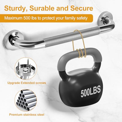 Shower Grab Bars for Bathroom 3 Pack Safety Bath Handle for Senior for Wall | Stainless Steel Anti Slip Grab Bars for Shower, Bath Handle for Elderly, Disabled, Shower Handrails for Bathtub Toilet