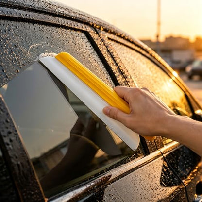 1 Pack 14 Inch Car Drying Squeegee, Yellow Flexible Silicone Water Blade for Window Shower, Auto T-Bar Rubber Wiper for Windshield & Bathroom - size: 1 Pack