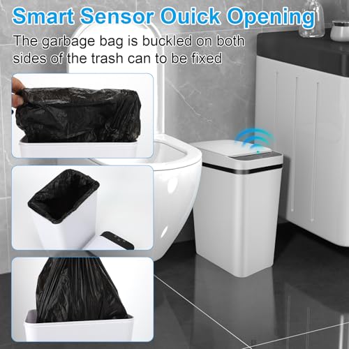 2 Pack Bathroom Trash can,Smart Touchless Trash Can,Automatic Motion Sensor Trash Bin with Lid,2.4 Gallon Garbage Can, Kitchen, Bathroom, Office, Bedroom Trash can (Black+White) - color: Black+White