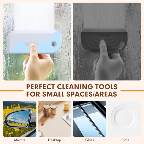 3 Pack Small Squeegees for Shower Glass, Car Windows, Countertops | Streak-free clean for shower glass, car windows, and kitchen counters with a compact, easy-grip mini squeegee set
