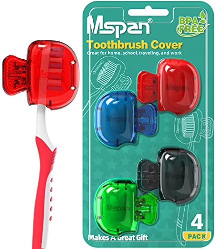 Mspan Toothbrush Head Cover Cap: Toothbrush Protector Brush Pod Case Protective Plastic Clip Bathroom Cool Stuff for Household Travel - color: Blue, Red, Green, Black