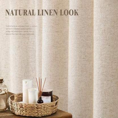 Linen Shower Curtain Beige Boho Cream Natural Cloth 54" W x 72" L | Linen Fabric, Boho Farmhouse, Woven Texture, Natural Cloth, Elegant Drape, Washable, Shower Curtain for Bathroom Bathtub - color: Linen-beige, size: 54"W x 72"L