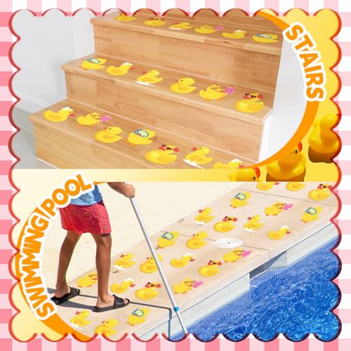 Yaomiao 24 Pcs Duck Bathtub Non Slip Stickers Bathroom Tubs Anti Slip Decal | Shiny, Sparkle, Glitter, Peva, 4.53inch, Easy Apply, Scraper, No Residue, for Shower Stairs Floor, Cute, Safety,Grip - style: Duck