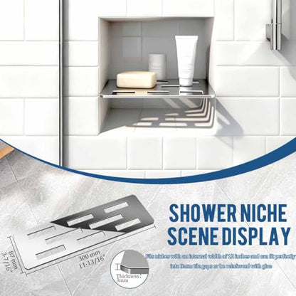 12 Inch Shower Niche Shelf Mirror Effect 316 Stainless Steel Tile Insert | Rectangular Shelf For 12 Inch Tile Prefabricated Niches, Fits 1/8 Inch Grout Lines, Shower Niche Insert Mirror Effect 316 SS - size: 316 Stainless Steel - Mirror Finish