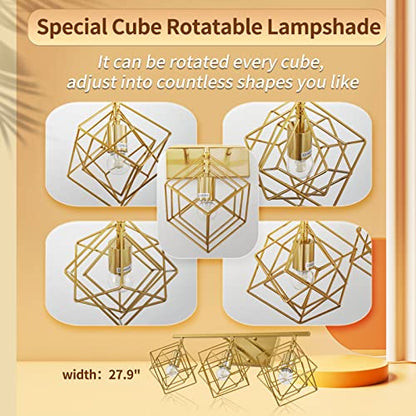Bathroom Vanity Light with 3 Bulbs Bathroom Light Fixtures Over Mirror with 3 Rotatable Cube Shades Modern Wall Mounted Brushed Brass Gold - color: Brushed Brass, size: 3-Lights ( 28" Width )