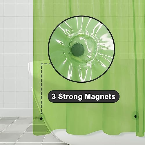 Barossa Design Clear Green Shower Curtain Liner Standard Size | Premium PEVA, PVC Free, Metal Grommets, Waterproof Lightweight Translucent Green Shower Curtain with 3 Magnets for Bathroom - color: Clear Green, size: 72"W x 72"L (Pack of 1)