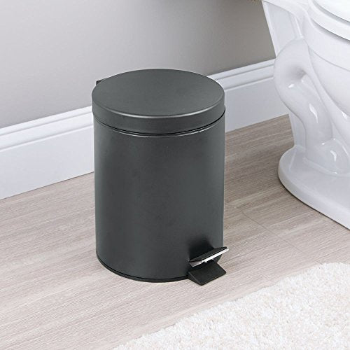 InterDesign 5-Liter Steel Step Waste Can with Bucket Insert – Matte Gray 5L - color: Matte Gray, style: Pack of 1