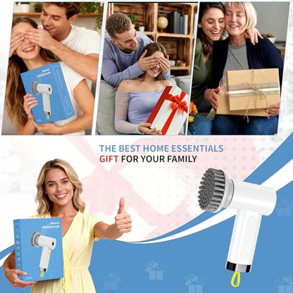 3000mAh Cordless Electric Spin Scrubber for Kitchen Bathroom Car | 20W High-Torque IPX7 Waterproof Cleaning Brush with 6 Replaceable Heads, Dual Speed 150-180 Mins Runtime - size: S2 M