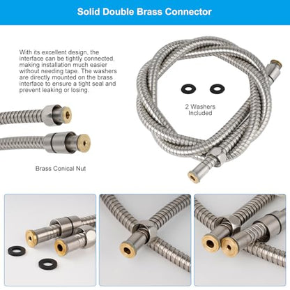 Hibbent All Metal Shower Hose, 90 Inch Stainless Steel Extra Long Bathroom Shower Hose Replacement, Anti-Twist Flexible Handheld Shower Head Hose Extension with Brass Insert & Nut, Brushed Nickel - color: Brushed Nickel, size: 90 Inch