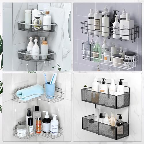 2 Pack Transparent Shower Caddy Adhesive for Replacement, No Drilling , Soap Holder, Bathroom Storage Shelves and Kitchen Racks - size: 2 Pack
