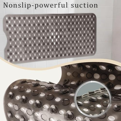 Non-Slip Bathtub Mats Bath Mat Machine Washable with Suction Cups for Tub, 39x15.5 inch, Clear Black - color: Clear Black