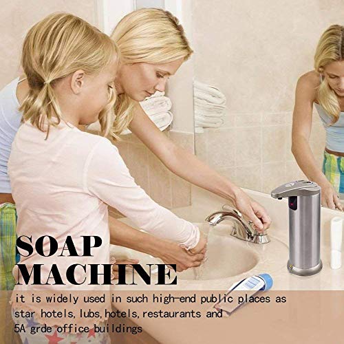 Automatic Soap Dispenser with Infrared Motion Sensor, Touchless Stainless Steel Liquid Soap Dispenser for Kitchen & Bathroom, Waterproof Base, Refillable, Hands-Free Operation