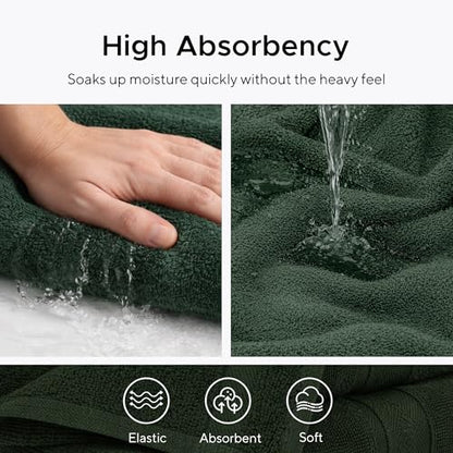 Luxury Hotel & Spa, Turkish Cotton Dark Green Towels Bathroom Sets | 6 Pieces Dark Green Bath Towels Soft and Absorbent Green Towel Set for Your Bathroom - color: Dark Green
