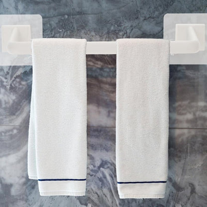 Homsfou 2-Pack Self Adhesive Bathroom Towel Bars No Drill Wall Mounted Single Towel Racks Space Saving Holder for T-owels and Robes in White 15.74In