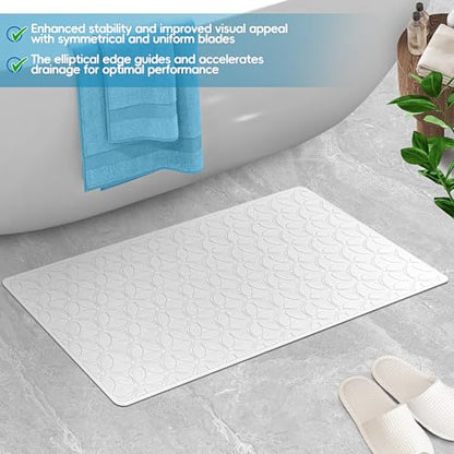Non-Slip Rubber Bathtub Mat with Suction Cups, 16 × 28 Inch (White) | 100% Rubber, Leaf Texture. Vacuum Suction Cups. Soft on Touch. BPA/PVC-Free. Machine Wash. Safe For Bath, Shower, Pet Dogs. - color: White (Opaque), size: 28" x 16" (Rectangular)