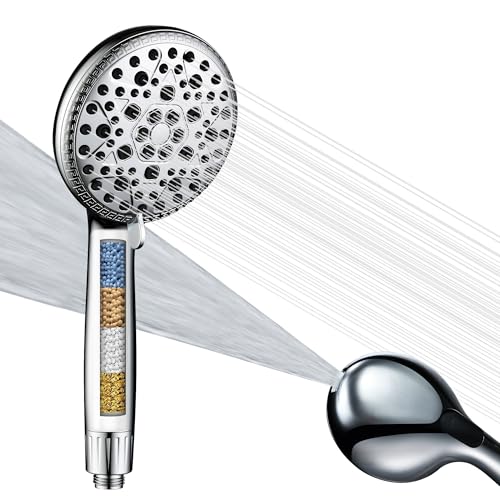 SUMERAIN Hard Water Filtered Shower Head for Handheld, Chrome | 9-Spray Modes, FOF Scale Prevention & Vitamin C Skin Care, 3-Month Replacement Filter, Fits Arizona/Texas/California - color: Chrome