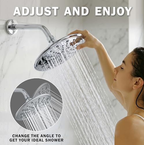 Luxury Rain Shower Head - 2.5 GPM - Polished Chrome | 9 Inch Large, High Flow, Overhead Rainfall Showerhead With Self-Clean Nozzles, Easy Install, Adjustable Brass Ball Joint - color: Polished Chrome, size: 2.5 GPM