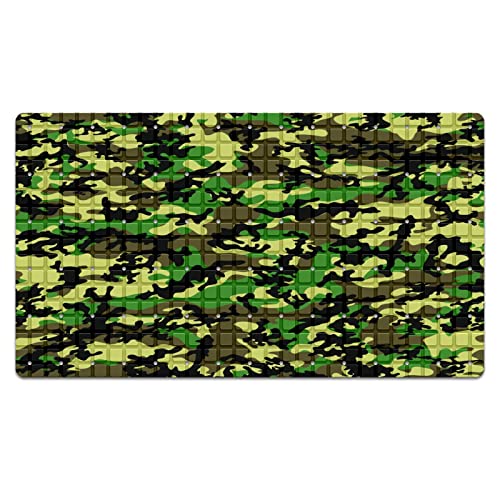 FCZ Bath Tub Mat Non Slip Shower Mat Military Green Camo Camouflage Army 26.8x15 inches Rectangular PVC Mat with Suction Cups Drain Holes Machine Washable - color: Military Green Camo Camouflage Army
