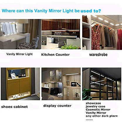 Led Vanity Mirror Lights, Hollywood Style Vanity Make Up Light, 10ft Ultra Bright White LED, Dimmable Touch Control Lights Strip, for Makeup Vanity Table & Bathroom Mirror, Mirror Not Included