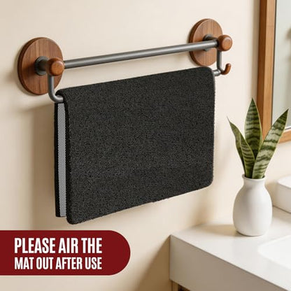32 * 24in Shower Mat Bathtub Mat Non Slip | Bathmats Non Slip, Quick Drying Foot Scrubber Loofah Mats for Inside Shower, Tub, Bathroom, Home, Black - color: Black, size: 32" x 24" (Rectangular)