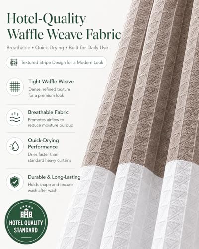 Dainty Home Waffle Weave Waterproof Shower Curtains for Bathroom Clearance, Natural Taupe 70" x 72", Clearance Shower Curtains, Bath Curtains, Shower Curtain Waterproof Fabric - color: Natural Taupe