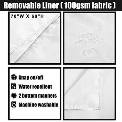Barossa Design 71x78 Cotton Shower Curtain with Snap-in Fabric Liner White | Cotton Blend, Honeycomb Waffle Weave, Fabric Snap on/off Liner, Water Repellent, Mesh Window, Machine Washable - color: White, size: 71"W x 78"L (Pack of 1)