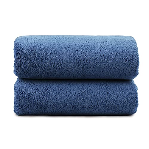 JML Bath Towels with Hanging Loop, 30"x60", 2 Pack, Navy | Microfiber, Super Soft, Absorbent, Fast Dry, Lightweight, Lint Free, Fade Resistant Luxury Hotel & SPA Towel - color: Navy, size: 30 in x 60 in