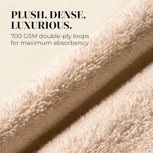 12 Pack Organic Cotton Washcloths, 700 GSM, 13x13 in – Beige | Plush face towels set, soft, absorbent, quick-drying wash cloths for showering, GOTS & Oeko-TEX, baby face cloths, 13x13 in - color: Beige