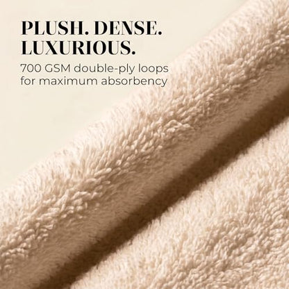 12 Pack Organic Cotton Washcloths, 700 GSM, 13x13 in – Beige | Plush face towels set, soft, absorbent, quick-drying wash cloths for showering, GOTS & Oeko-TEX, baby face cloths, 13x13 in - color: Beige