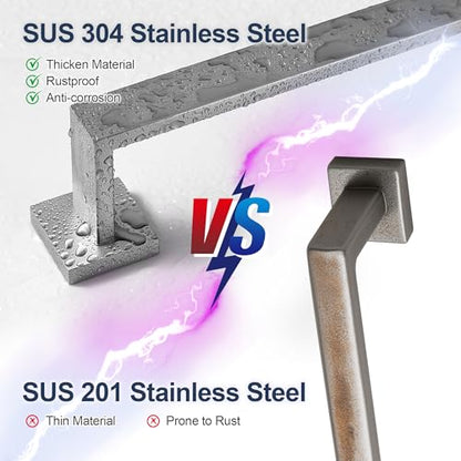SEIDO 24 Inch Brushed Nickel Towel Bar, Heavy Duty & Rust-Proof 304 Stainless Steel Bath Towel Holder, Modern Square Wall Mounted Towel Rack for Bathroom, Kitchen, RV - color: Brushed Nickel, size: 24 Inch
