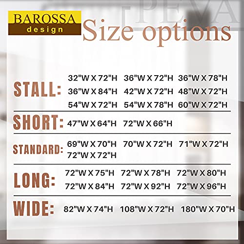 Barossa Design 54x78 Inch Stall Shower Curtain/Liner Heavy Duty, Clear | 8G Thick PEVA, 3 Magnets at Bottom, 10 Rustproof Grommets, Waterproof, PVC Free, 54x78 Inches for Bathroom Stall - color: 1a. Clear, size: 54"W x 78"L (Pack of 1)