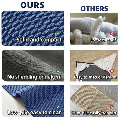 TYUU Bathroom Rugs Non Slip Washable, Super Absorbent Thin Bath Mat Small Quick Dry Low Pile Bathroom Rug, Navy Blue 16"x24" - color: Navy Blue, size: 1'4" X 2' (Rectangular)