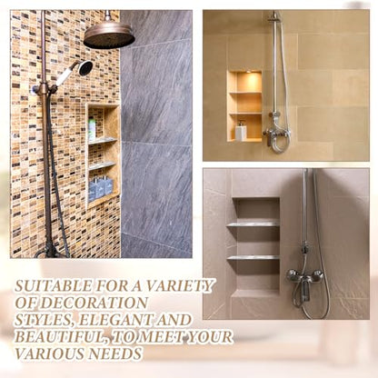 Teenyyou 2 Pack Shower Niche Rectangular Shelf for 12 Inch Prefabricated Board Niches, 4mm Thick, Marine Grade Brushed 304 Stainless Steel Finish Fits 1/8 Grout Line, for Bathroom Remodel