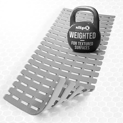 SlipX Solutions 31"x15" Weighted Non Slip Bath Mat for Textured Tubs, Gray | No Suction Cup Design, Safe For Refinished Bathtubs & Showers, Doesn't Float, Stays Put On Tile, Texture, & Stone - color: Gray