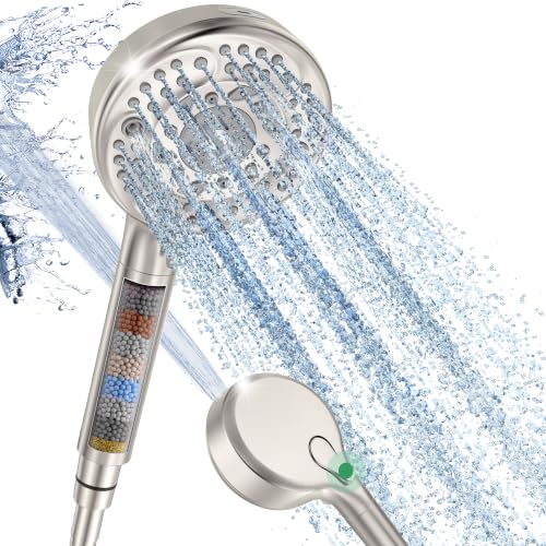 Filtered Shower Head with Handheld, 9-Spray Mode High Pressure Detachable Shower Head with Filters for Hard Water - Remove Chlorine Brushed - color: Brushed Nickel, style: 9 Mode(With Filter)