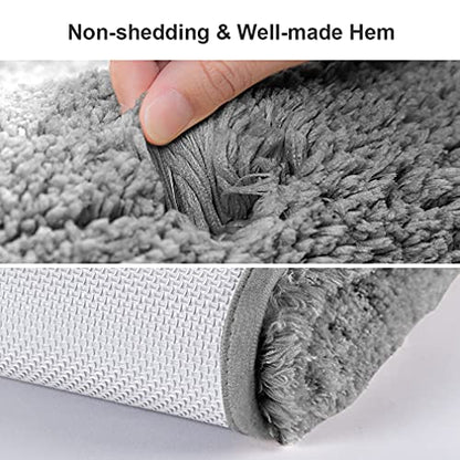 VANZAVANZU Bathroom Rugs Set, 2 Piece Non Slip High Pile Microfiber Shaggy Bath Mat, Ultra Soft Absorbent, Machine Washable, Dark Gray (16''x24'' Plus 20''x32'') - color: Dark Gray, size: 16"x24" Plus 20"x32"