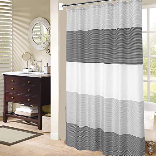 Extra Wide Shower Curtain Mens Bathroom Black and Gray, Wrap Around Microfiber Cloth Fabric 18 Hooks,108" W×72" H Inch - color: Blackgrey, size: 108"W x 72"L (Pack of 1)