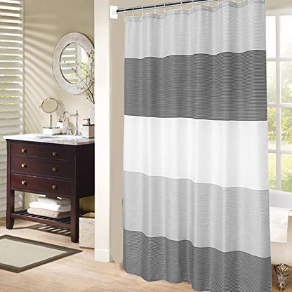 Extra Wide Shower Curtain Mens Bathroom Black and Gray, Wrap Around Microfiber Cloth Fabric 18 Hooks,108" W×72" H Inch - color: Blackgrey, size: 108"W x 72"L (Pack of 1)
