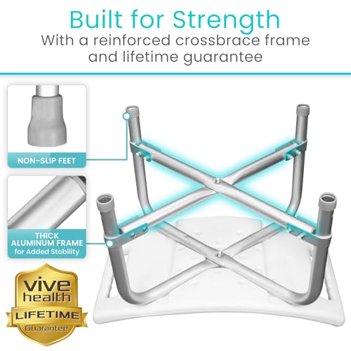 Vive Heavy Duty Bariatric Shower Chair | Bath Stool & Bathtub Seat for Inside Tub Elderly, Seniors, Handicap & Disabled Adults- Non-Slip, Adjustable, Supports 550 lbs - size: Bariatric